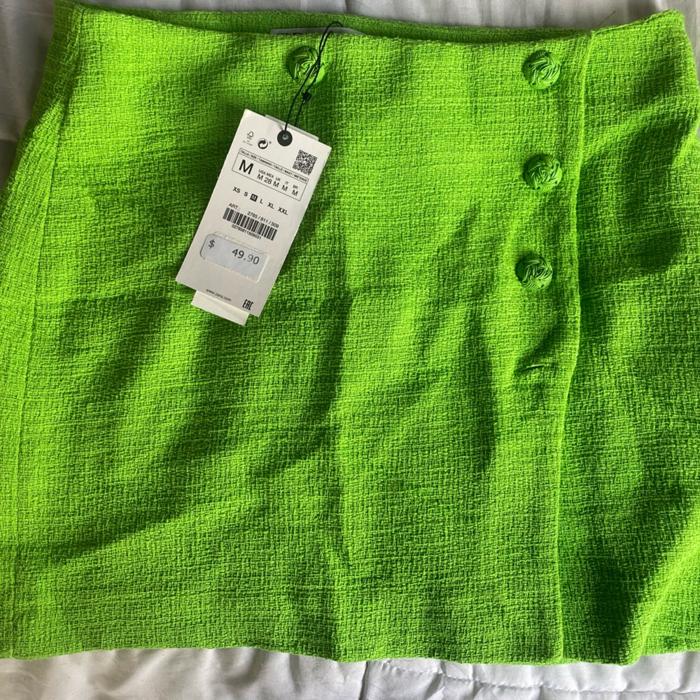 Green Zara mini skirt